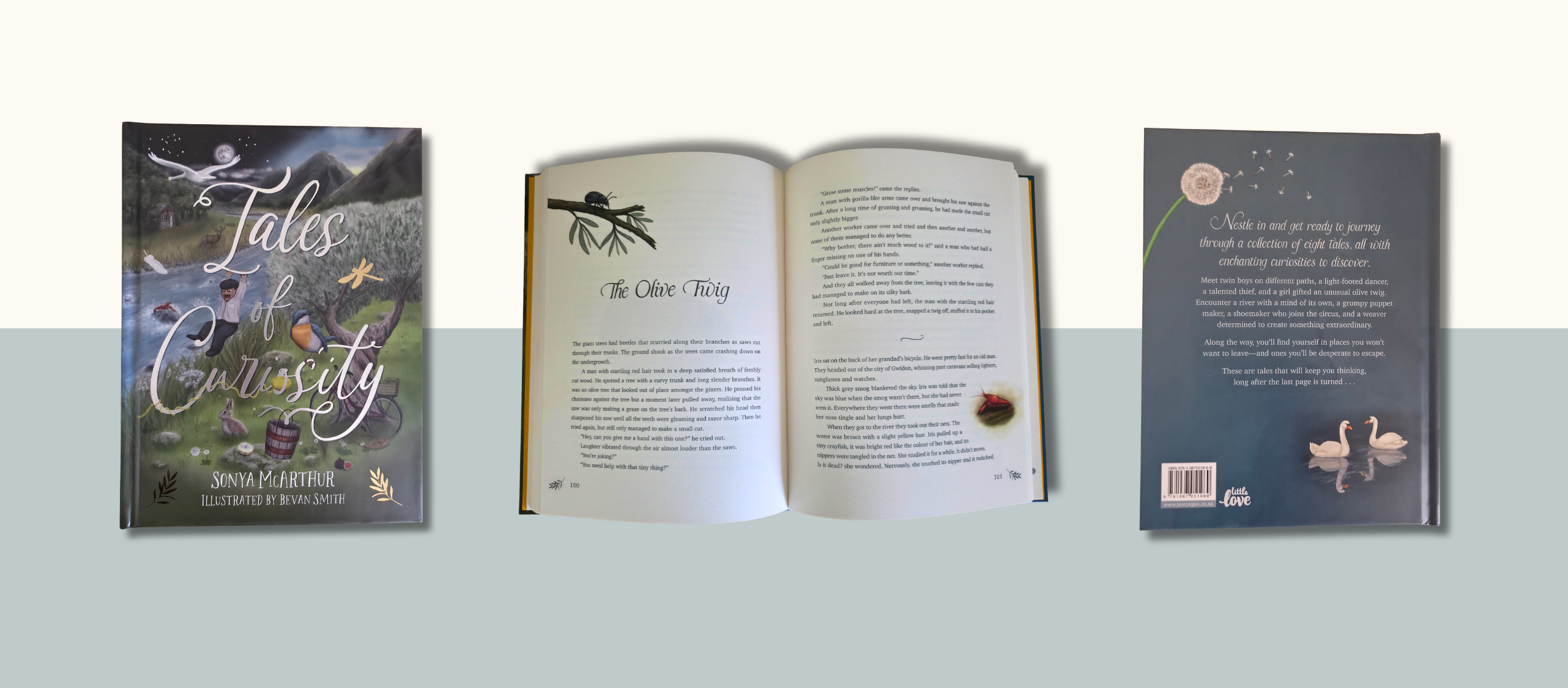Header image of Tales of Curiosity, a beautifully illustrated New Zealand children’s hardcover book for ages 9–12, featuring eight lyrical, old-world stories about nature, emotion, and transformation by Sonya McArthur